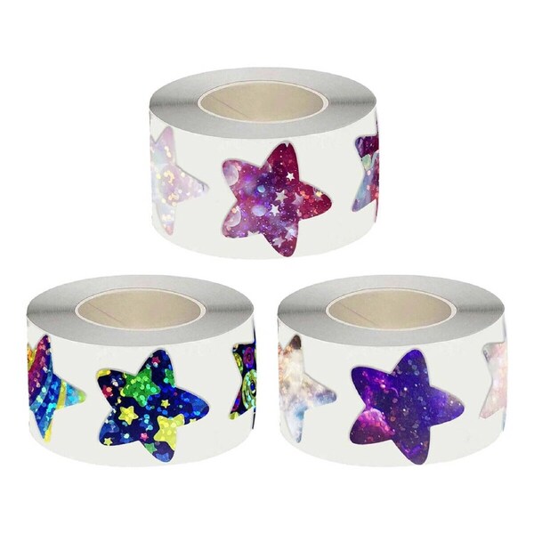 P&P 6Rolls Self Adhesive Star Space Stickers Decorative Label Roll For Craft Project