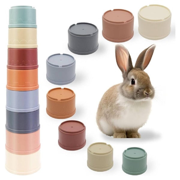 P&P 8 Pcs Rabbit Stacking Cup Toys For Bunnies Enrichment Small Pet Snack Nesting Au