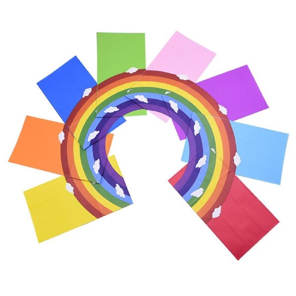 P&P 80Pcs Rainbow Kraft Paper Bags Kids Birthday Party Favors Candy Seals Candy Bags