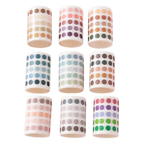 P&P 9 Rolls 8Mm Colourful Sticker Dots Adhesive Round Labels For Scrapbooking Crafts
