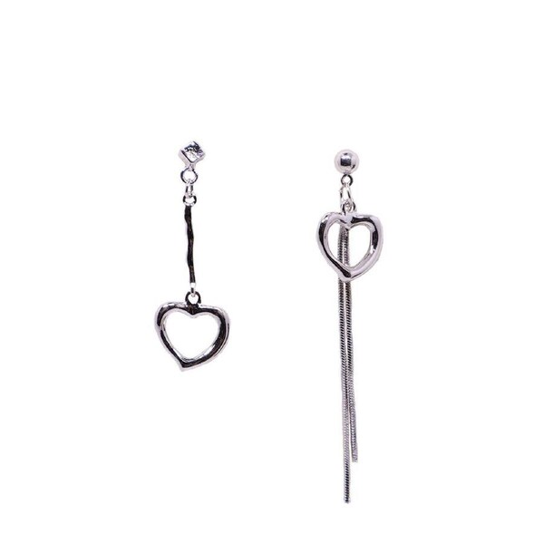 P&P Asymmetrical Love Tassel Earring Women Long Drop Dangle Red Heart Fashion Beauty