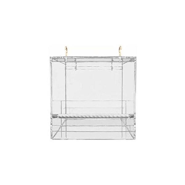 P&P Au Acrylic Automatic Parrot Feeder No Mess Bird Cage Seed Feeding Container Box