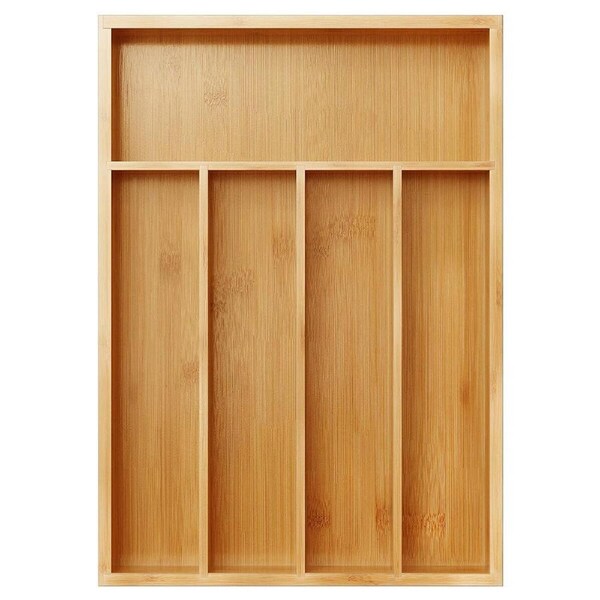 P&P Bamboo Kitchen Cutlery Tray Organizer Utensil Drawer Divider Storage Insert New