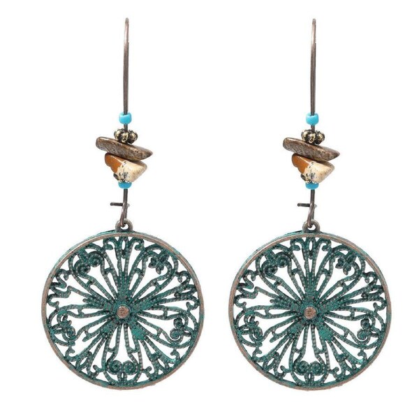 P&P Bohemian Vintage Floral Openwork Round Earrings Elegant Women Fashion Jewelry Au