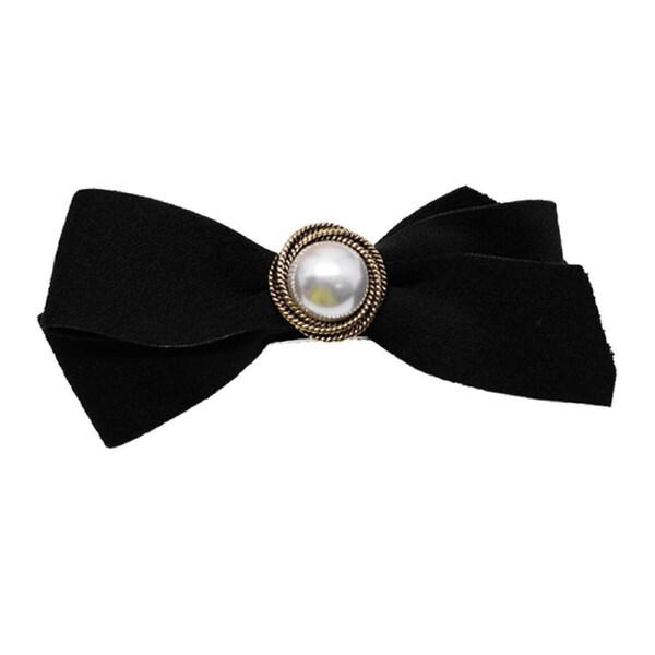 P&P Bow Hair Clip Barrette Black Style Pearl Design Women Girls Fashion Hair Beauty