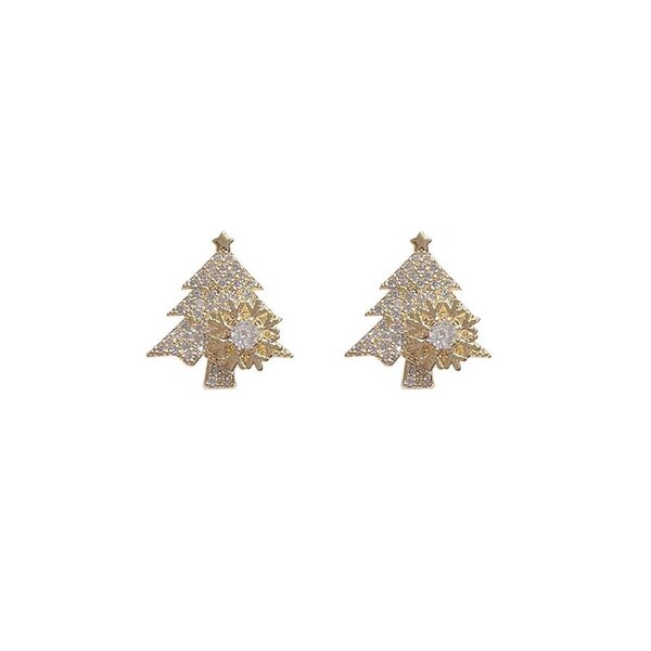P&P Christmas Tree Stud Earrings Holiday Festive Jewelry Gift For Women Accessories