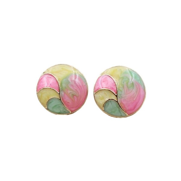 P&P Colorful Retro Geometric Dangle Earrings Handmade Oil Painting Gift For Women Au