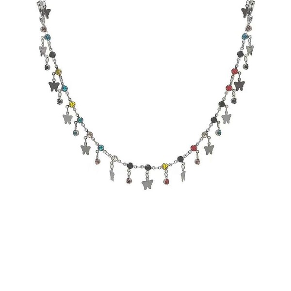 P&P Colourful Butterfly Necklace Women'S Summer Fashion Exquisite Collarbone Chain