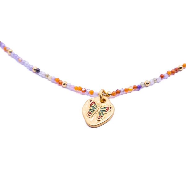 P&P Colourful Butterfly Necklace Rainbow Chain For Women Fashion Boho Jewelry Choker