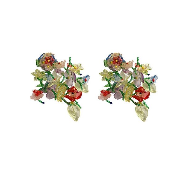 P&P Colourful Flower Drop Earrings Forwomen Elegant Fashion Jewelry Gift Accessories