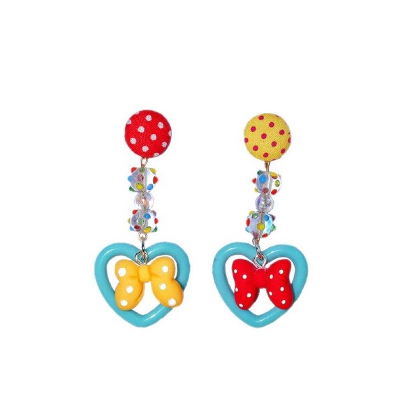 P&P Cute Bow Earrings For Women Trendy Peach Heart Stud Ear Clips Fashion Jewelry Au