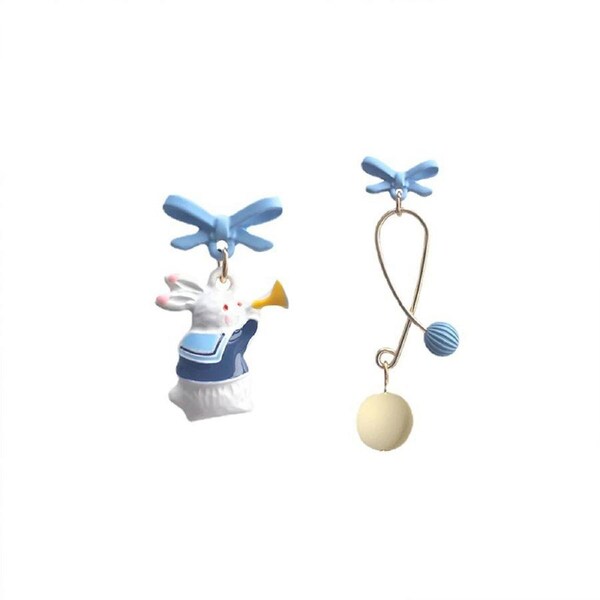 P&P Cute Bunny Asymmetrical Earrings Sweet Fashion Jewelry Forwomen Gift Accessories