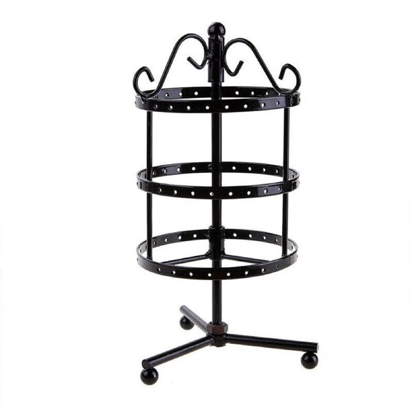 P&P Earring Display Stand 3 Tier Round Rotating Jewelry Holder Rack For Studs Hoops