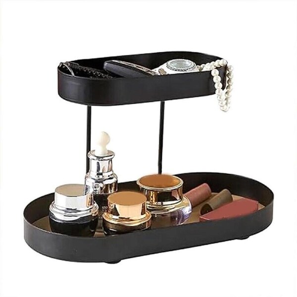 P&P Double Tier Storage Tray Modern Organiser Shelf For Kitchen Bathroom Desk Use Au