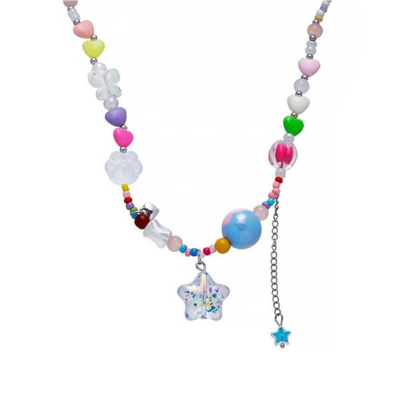 P&P Colourful Heart Star Pendant Necklace Transparent Fashion Jewelry For Women Gift