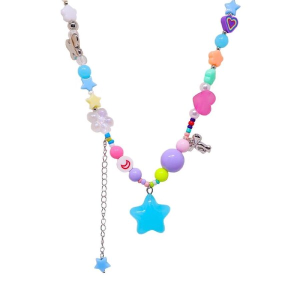 P&P Colourful Love Pentagram Necklace Fashion Jewelry For Women Girls Trendy Gift Au