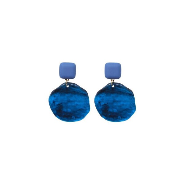 P&P Elegant Blue Oil Drop Earrings Retro Fashion Silver Needle Jewellery For Women