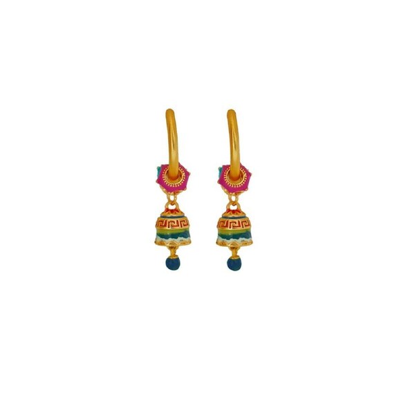 P&P Elegant Chinese Colorful Oil Dripping Bell Earrings Modern Fashion Retro Jewelry