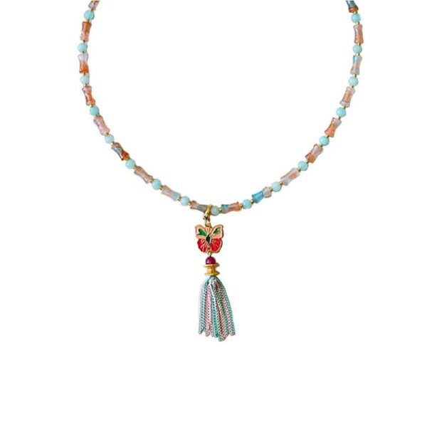 P&P Elegant Chinese Butterfly Necklace Colourful Pendant Jewelry For Women Fashion