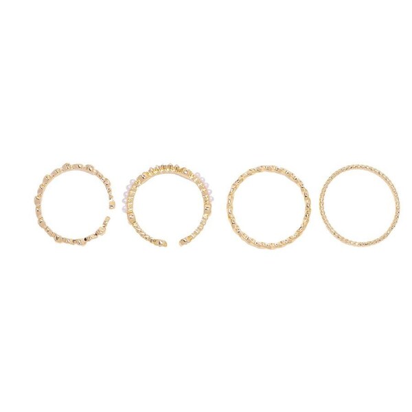 P&P Elegant 4Pcs Modern Minimalist Ring Set Simple Design Jewelry For Women Stylish