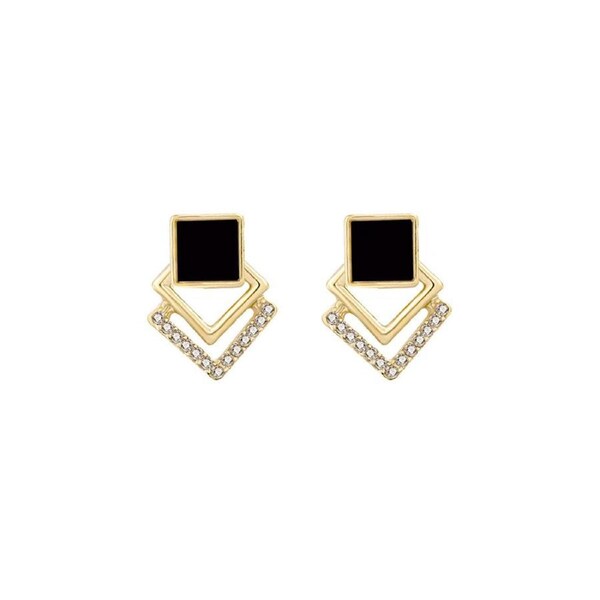 P&P Elegant Geometric Diamond Earrings For Ladies Chic Fashion Jewelry Accessory