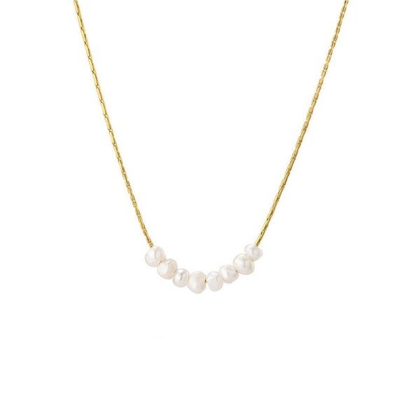 P&P Elegant Gold Geometric Pearl Necklace For Women Versatile Daily Gift Jewelry Au