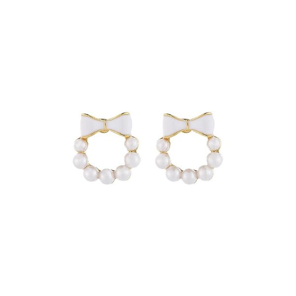 P&P Elegant Dainty Bow Earrings For Women Small Round Fashion Jewelry Gift Beauty Au