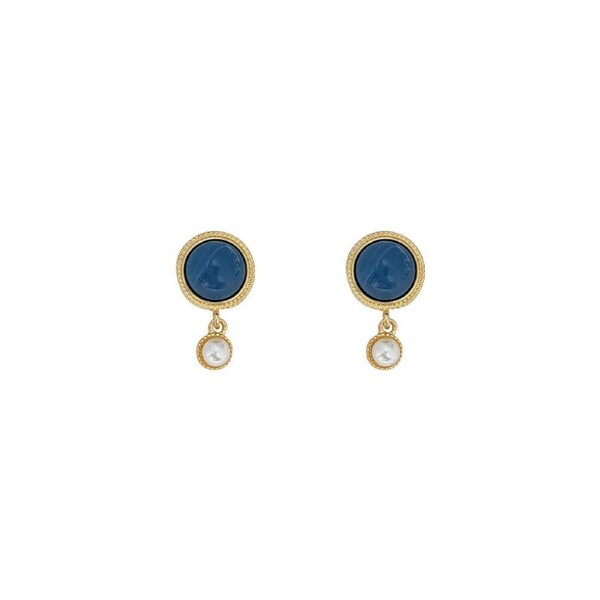 P&P Elegant Retro Blue Oil Drop Earrings Fashion Silver Needle Niche Style Jewelry