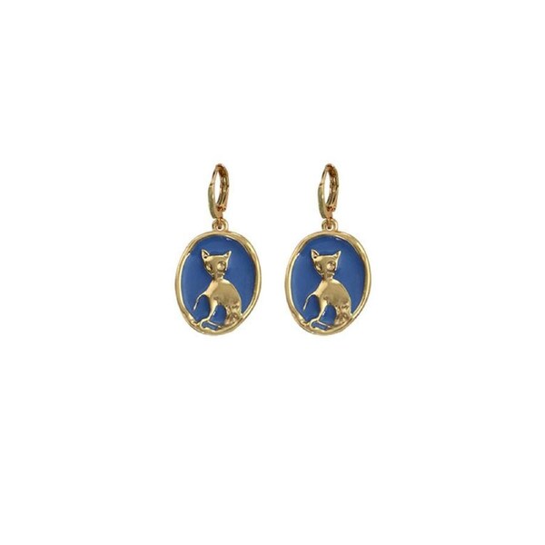 P&P Fashion Oval Cat Earrings For Women Stylish Jewelry Gift Elegant Ear Accessories