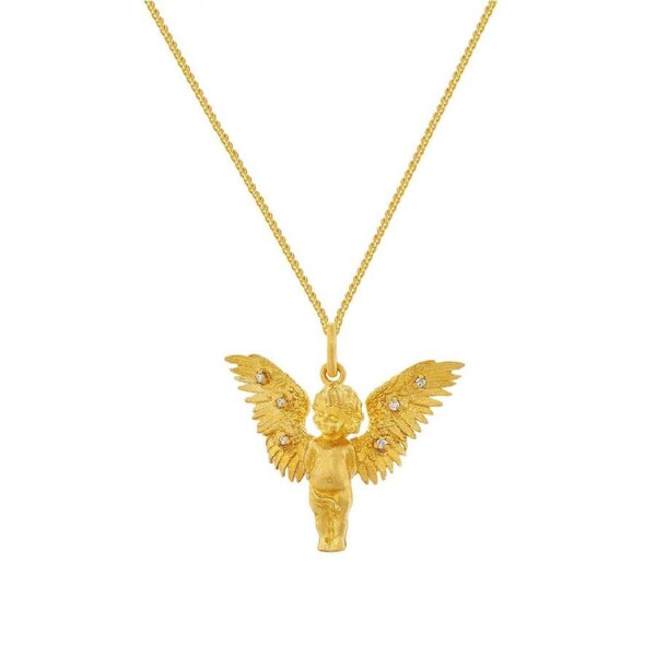 P&P Elegant Zircon Angel Necklace Luxury Retro Fashion Women Clavicle Chain Jewelry