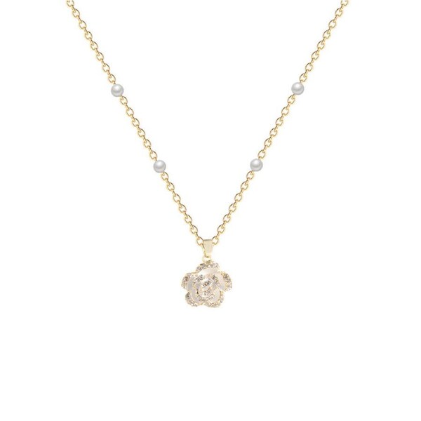 P&P Golden Pearl Flower Necklace Elegant Jewelry For Women Fashion Accessory Gift Au