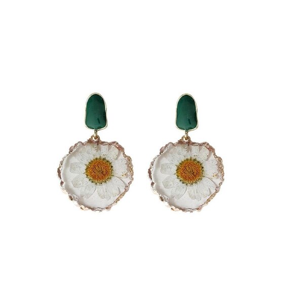 P&P Handmade Dried Flower Earrings Elegant High-Grade Fashion Jewelry For Women Gift