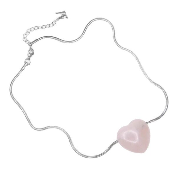 P&P Fashion Girl'S Necklace Pink Love Titanium Steel Snake Chain Big Heart Pendant