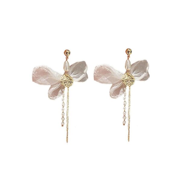 P&P Elegant Vintage White Bow Earring Long Designsweet Fashion Jewelry Gift Forwomen