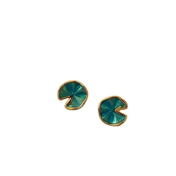 P&P Green Lotus Leaf Summer Stud Earrings Elegant Floral Earrings For Women Jewelry
