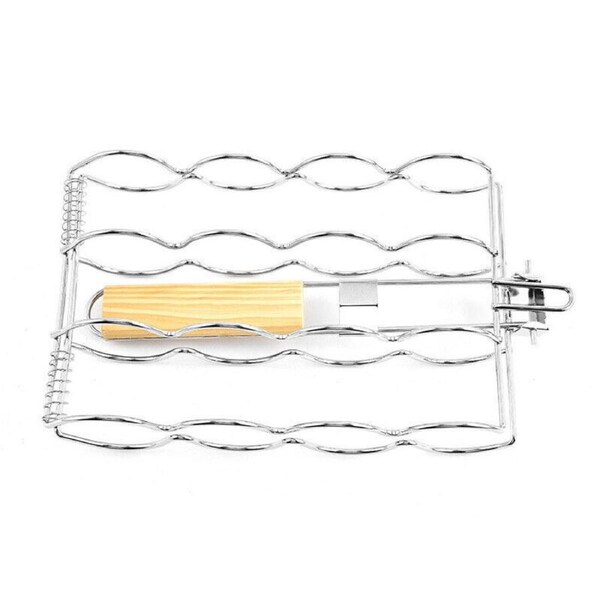 P&P Folding Corn Grill Clip Anti Scald Barbecue Tool With Wooden Handle For Cooking