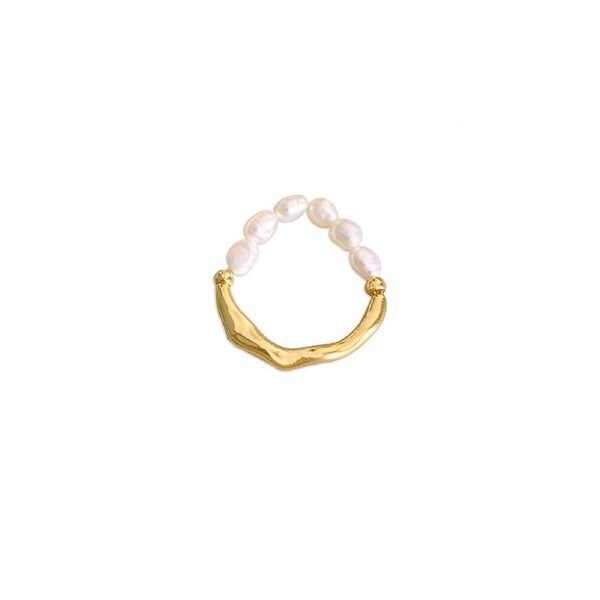 P&P Gentle Adjustable Elastic Rope Pearl Ring For Women Stretchable Jewelry Fashion