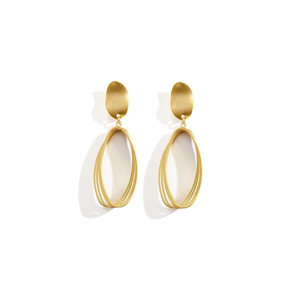 P&P Elegant Retro Geometric Earrings Simple Hollow Design Fashion Jewelry For Women