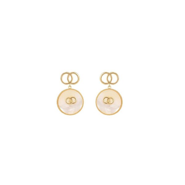 P&P High-End French Vintage Pearl Earrings Hollow Metal Circle Retro Fashion Jewelry