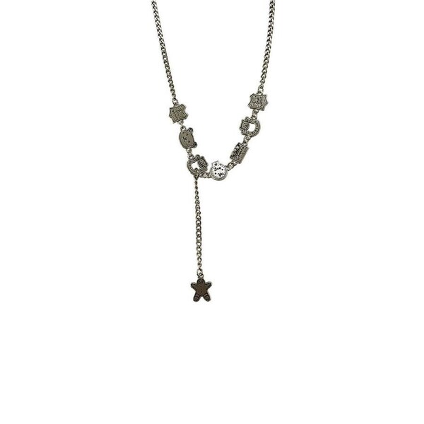 P&P Gingerbread Man Tassel Pendant Necklace Women Sweater Chain Xmas Fashion Jewelry