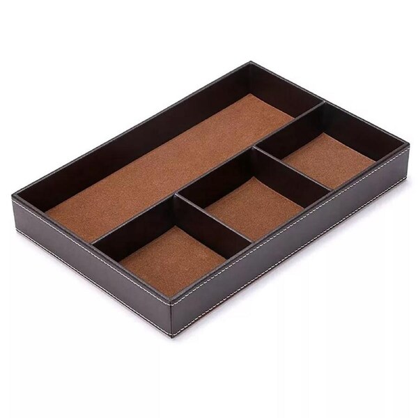 P&P Leather Desktop Organizer Multifunction Storage Tray Key Jewellery Holder Box Au