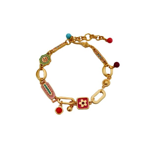 P&P New Chinese Vintage Colorful Flower Bracelet Simple Hand Forwomen Fashion Beauty
