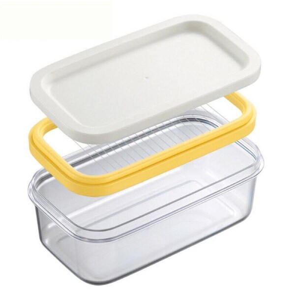 P&P Rectangular Butter Storage Box Lid Cheese Cutter Kitchen Foodcontainer Organizer
