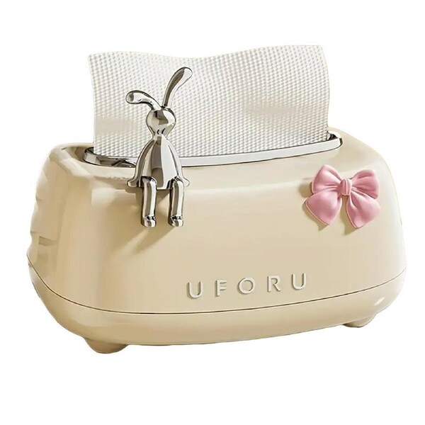 P&P Rabbit Tissue Box Dispenser Napkin Paper Holder With Spring Lifting Storage Au