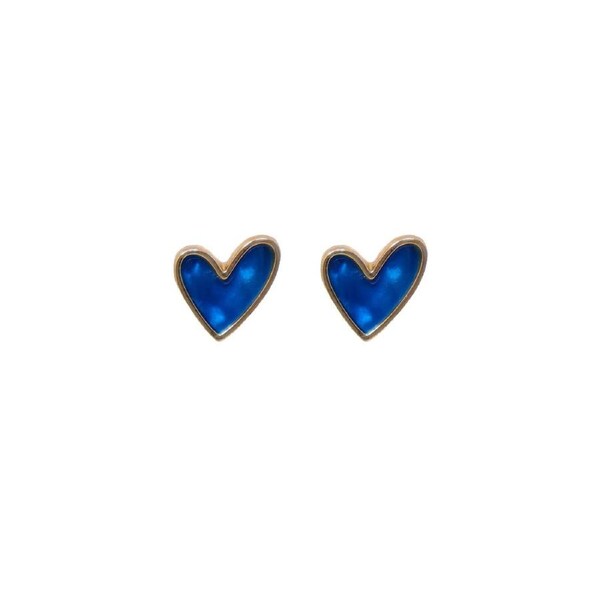 P&P Retro Blue Heart Earrings Small Fresh Design Niche Fashion Jewelry Forwomen Gift