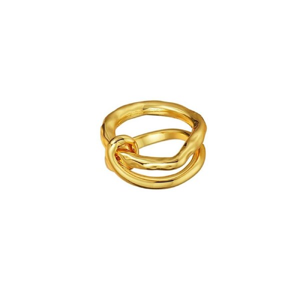 P&P Retro Geometric Twist Knot Ring Women Brass Gold Plated Fashion Jewelry Gift Au