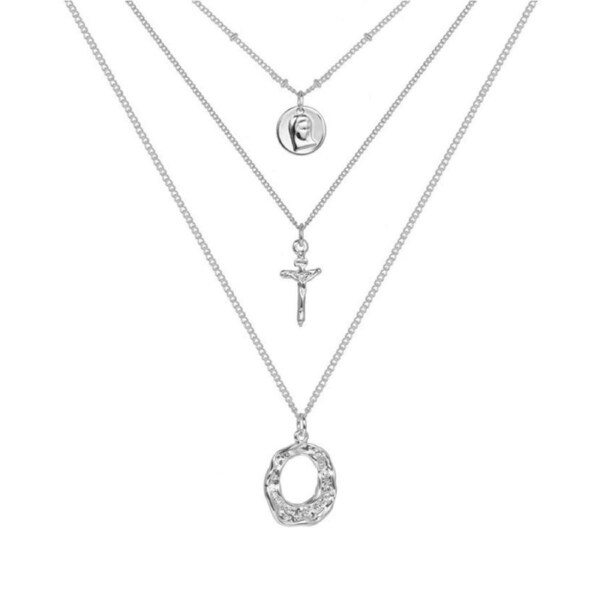 P&P Retro Elegant Necklace Multi-Layer Metal Chain Necklace Stacked Clavicle Chain