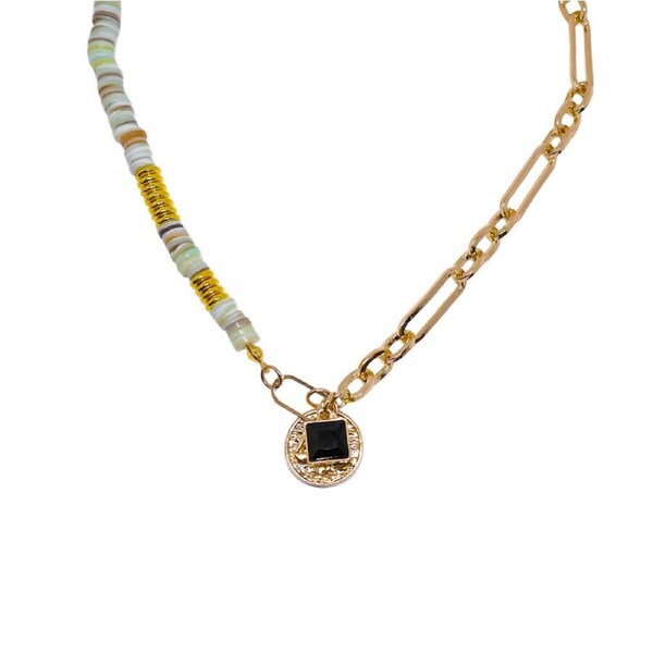 P&P Retro Natural Stone Necklace Forwomen Simple Fashion Clavicle Chain Jewelry Gift