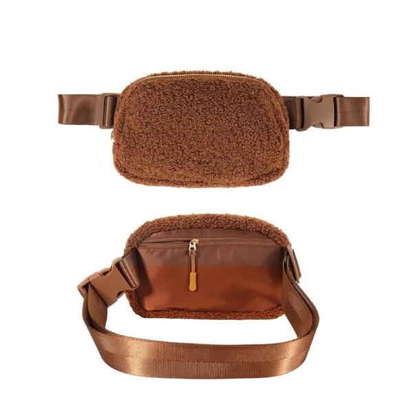 P&P Sherpa Crossbody Belt Bag For Women Fanny Pack Running Hiking Workout Waist Bag