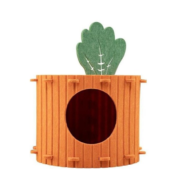 P&P Soft Felt Cat Cave Bed Semi Enclosed Scratching House Cozy Warm Carrot Design Au